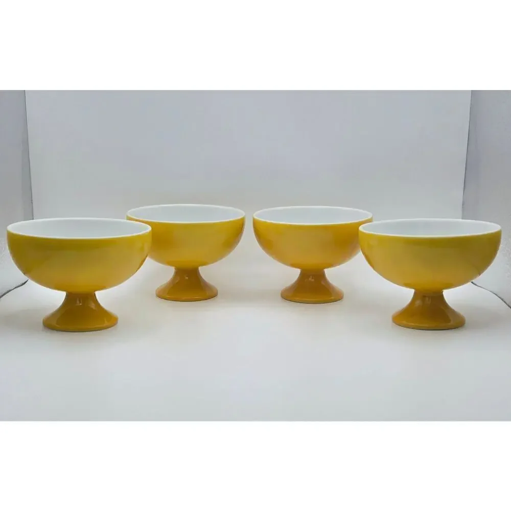 Mid- Century Yellow Ceramic Dessert Cups - Set of 4